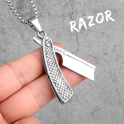 Haircut Razor Barber Long Men Necklaces Pendants Chain