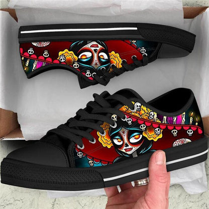 Cool Sugar Skull Pattern Women Casual Flats Shoes Lady Comfortable Canvas Shoes