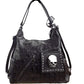 Women PU Leather Skull Rivet Handbag Lady