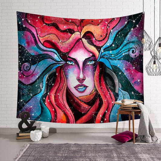 Psychedelic Gothic Skull Tapestry Romantic Flower Death Art Painting Wall