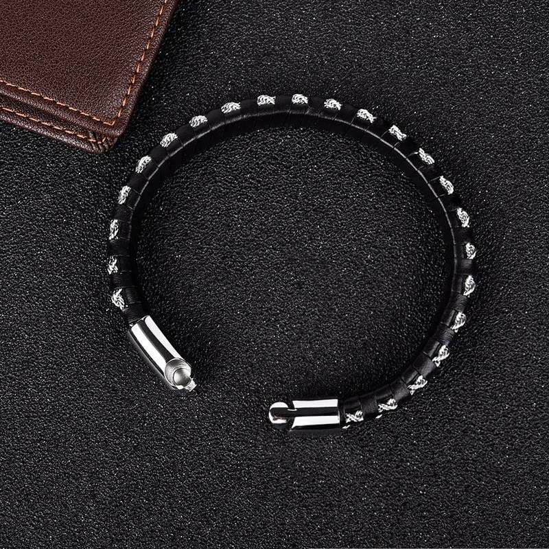 Leather Bracelet for Men Punk Hiphop Style Bracelets Steel