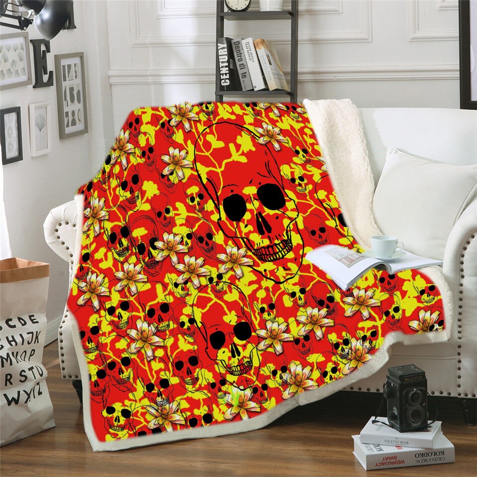 Skull Throw Blanket Halloween Traditional Mexican Sugar Day of the Dead