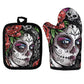 Set of 2 pcs Kitchen Cooking Microwave Oven Golves Sugar Skull Pattern