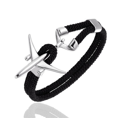 Fashion Stainless Steel Airplane Glider Anchor Rope Leather