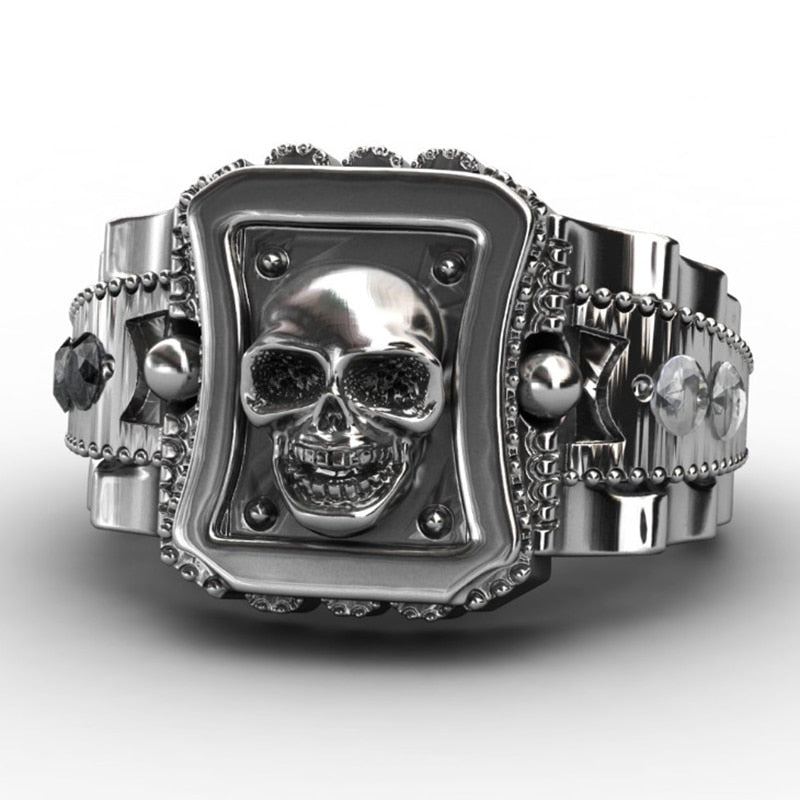 Men Rings Punk Europe AmericaTrendy Skull Black