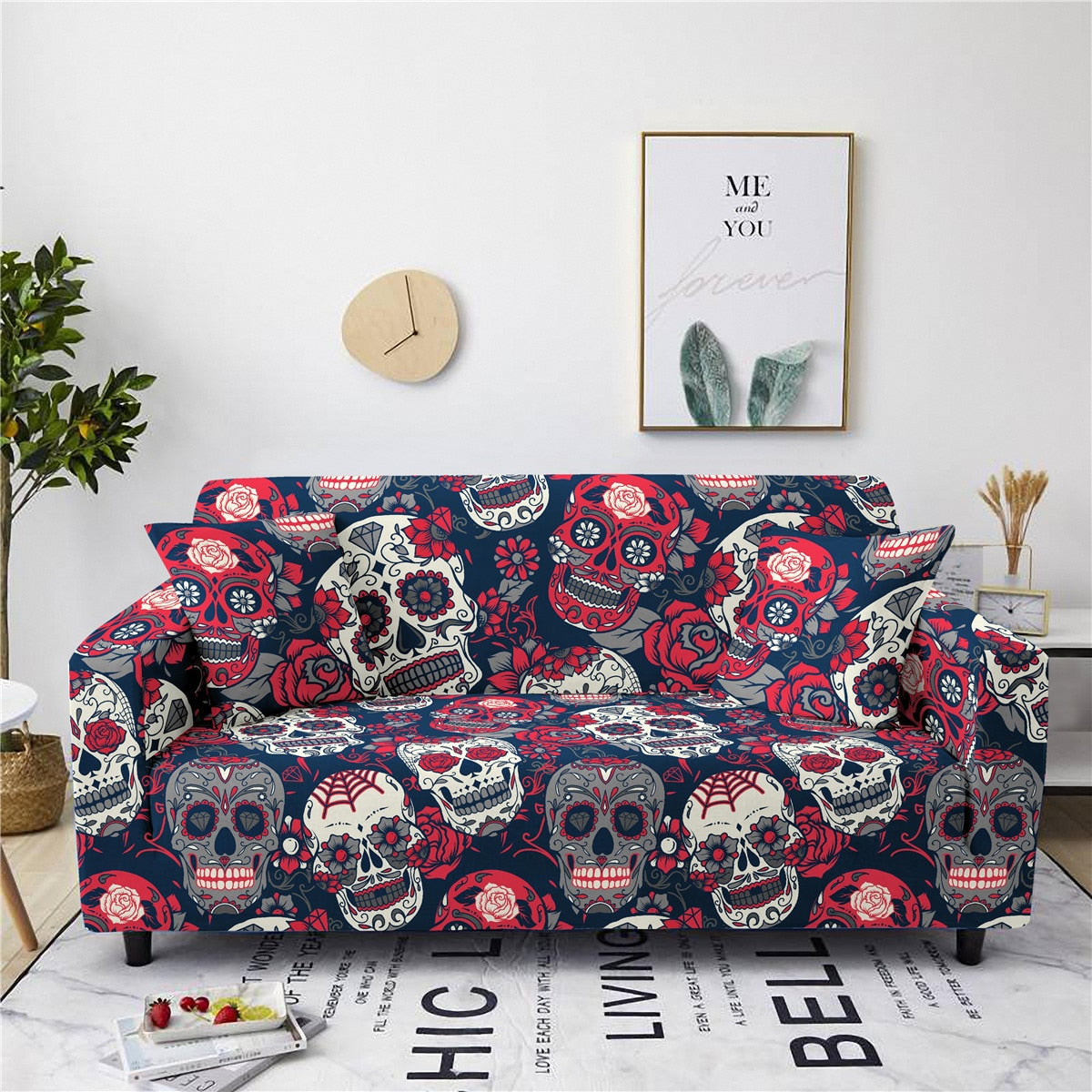 Sugar skull Elastic Sofa Cover printed Couch Cover Sofa Covers