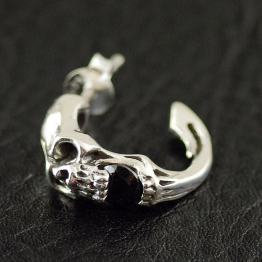 New 100% S925 pure silver skull thai silver stud earring