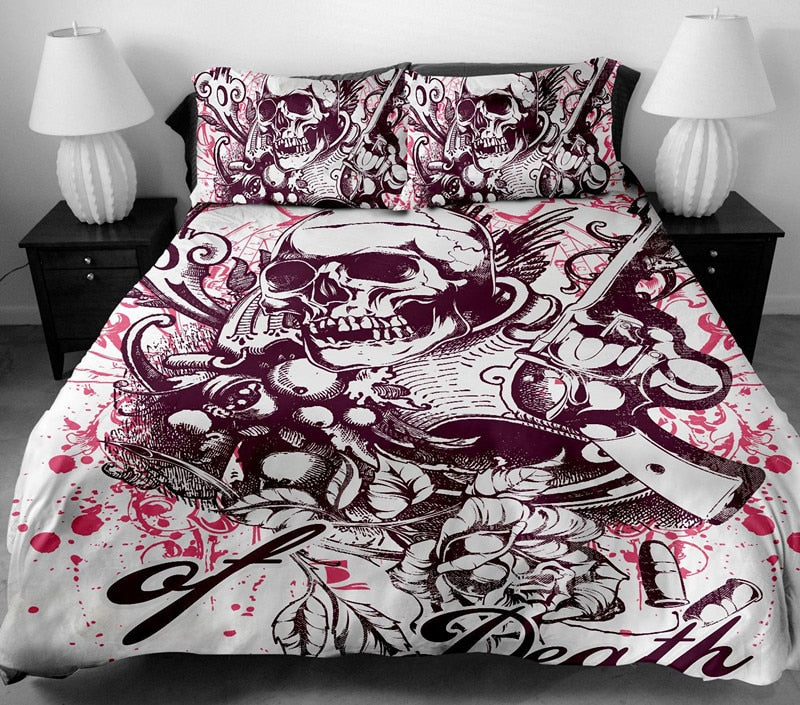 Luxury sugar skull Bedding Sets king Size Crown skull Duvet Cover and Pillowcase Comforter Set