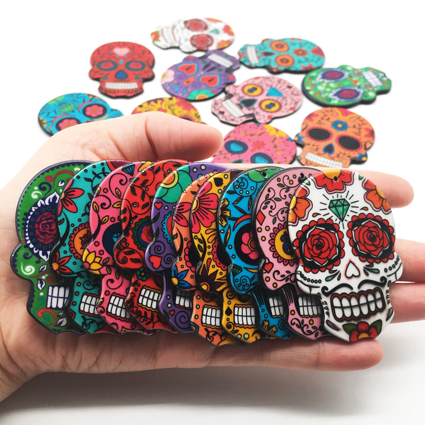 10pcs Charms Sugar Skull Halloween Charms for Jewelry Making Calavera