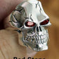 Sterling Silver CZ Eyes Skull Ring Mens Biker