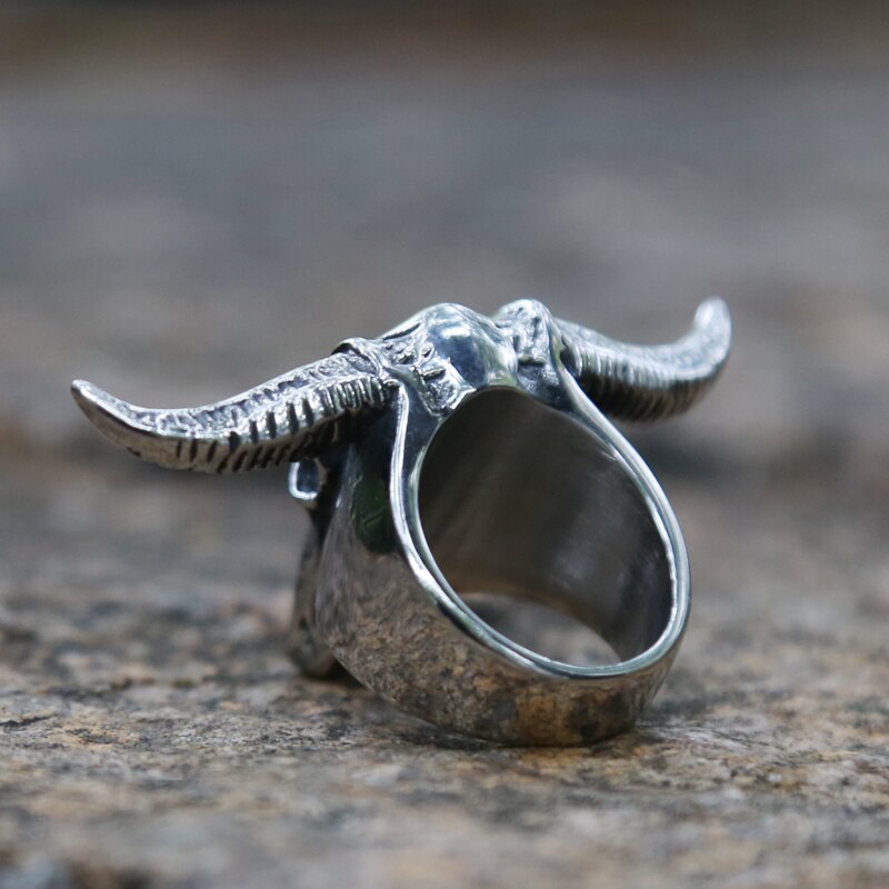 2020 New Goat Head Skull Rings Mens Gothic Animal Rings