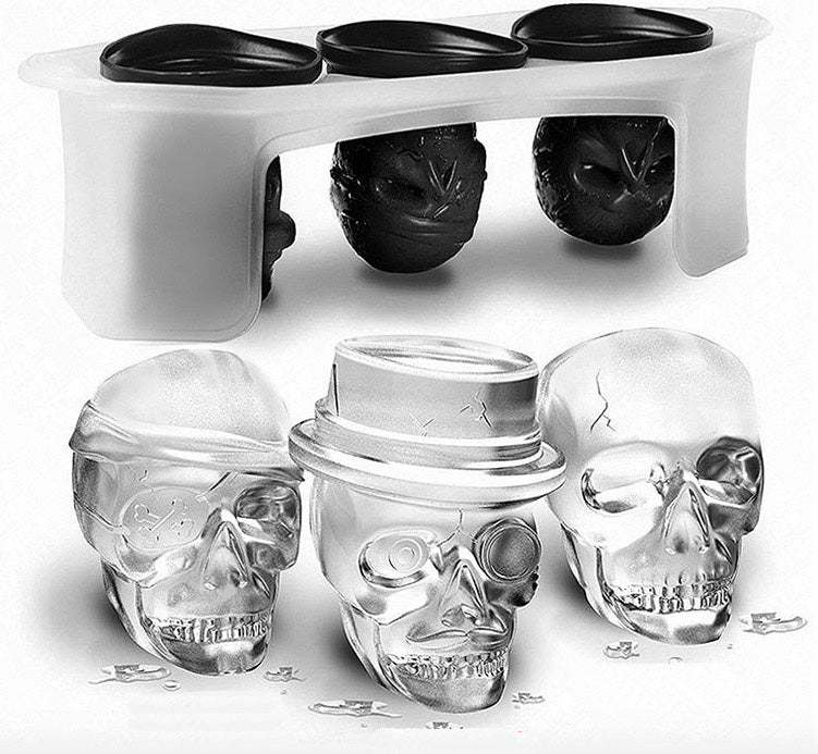 Halloween silicone ice mold 3D cartoon creative 6x5cm Skull head Ghosts Ice Tray DIY