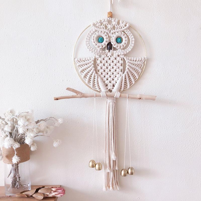 Hand woven Macrame Wall Hanging Wind Chimes Tapestry Nordic Home Wall Decoration  Sugar Skull  Boho Decor