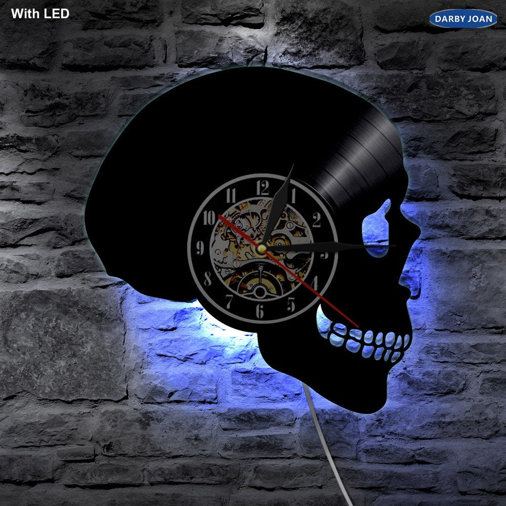Handcarved Skull LED Lighting Wall Clock Color Changing Wall Light Vinyl With Remote Controller Atmosphere Night Light