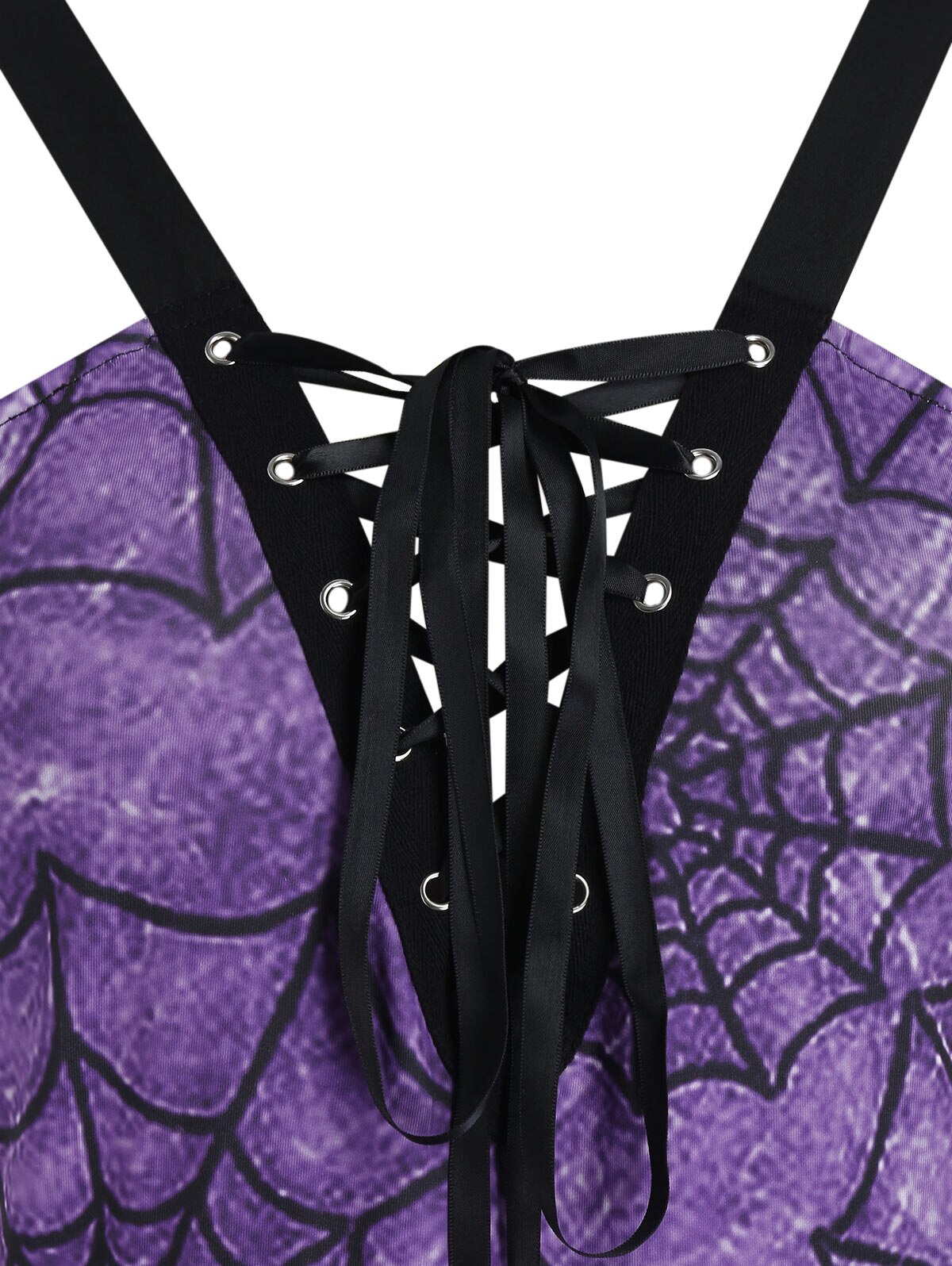 Plus Size Spider Web Handkerchief Lace-Up Halloween Dress