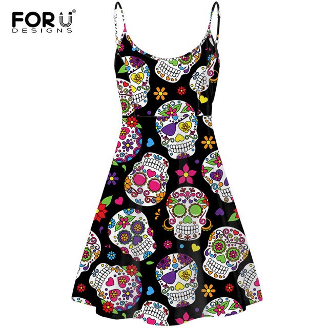 Vintage Sugar Skull Brand Designer Sleeveless Party Dress