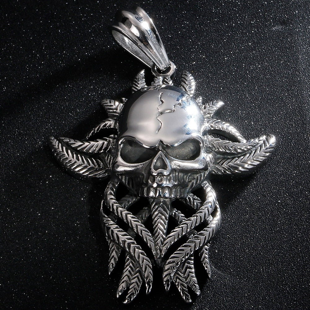 Cool Punk Stainless Steel Skull Pendants Necklaces For Men Fathers&#39; Day Birthday Gifts For Boyfriend Best Friends