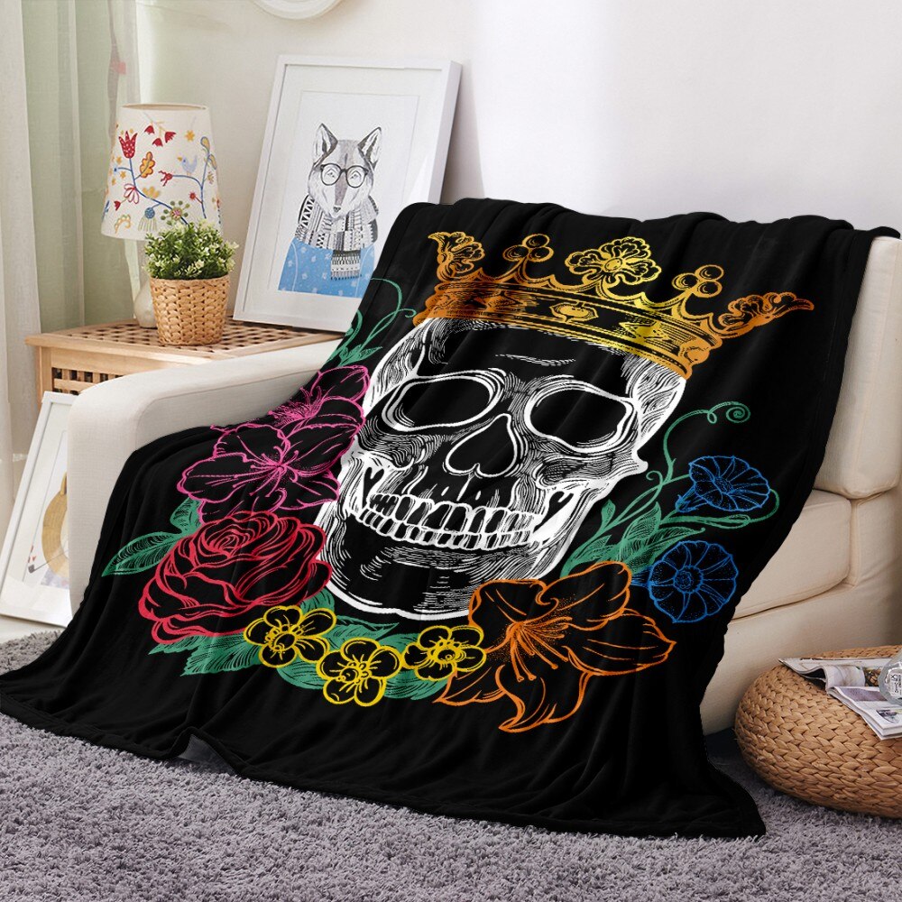 Sugar Skull Flannel Blanket All Season Warm Thick Blanket