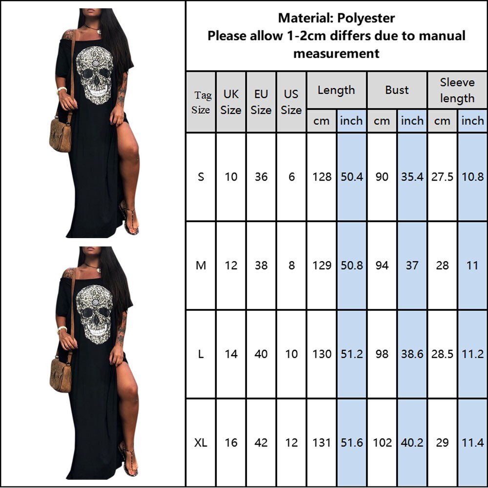 Female Dress Party Skull Printed Women Maxi Dress