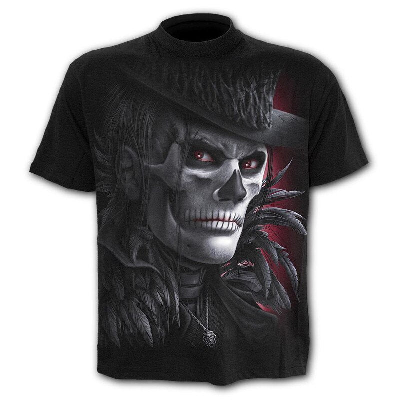 Skull t-shirt black t-shirt funny punk rock clothes 3d printing t-shirt