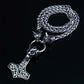 Nordic Viking men's stainless steel necklace wolf head chain