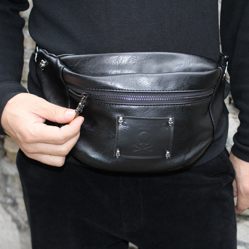 Chest Bag For Men Leather Skull Belt Bags Women