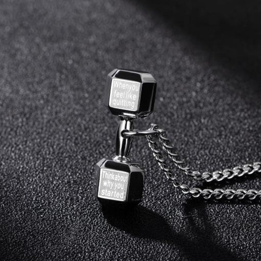 Steel color necklace mens stainless steel Dumbbell pendant fashion chaine