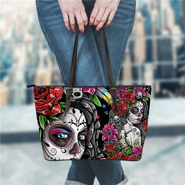 Gothic Girls Skull Brand Women's Bags High Quality Female Large Handbags Tote