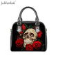 Woman Luxyry Handbag Sugar Rose Flower Skull Printing Gothic Bag