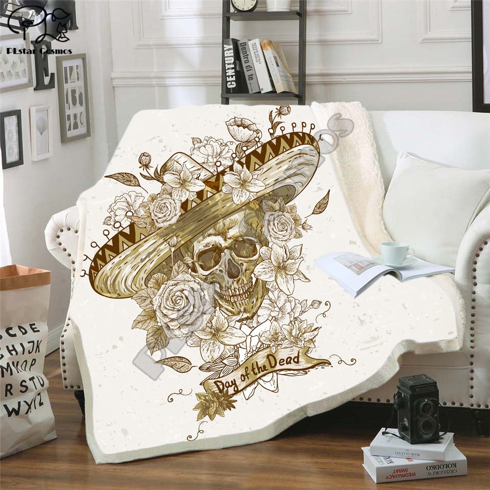 flower skull 3D Bedding Outlet good quality Blanket Sherpa Blanket