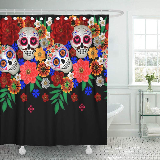 Colorful Calavera Border with Sugar Skulls and Flowers Celebration Culture Cute Day