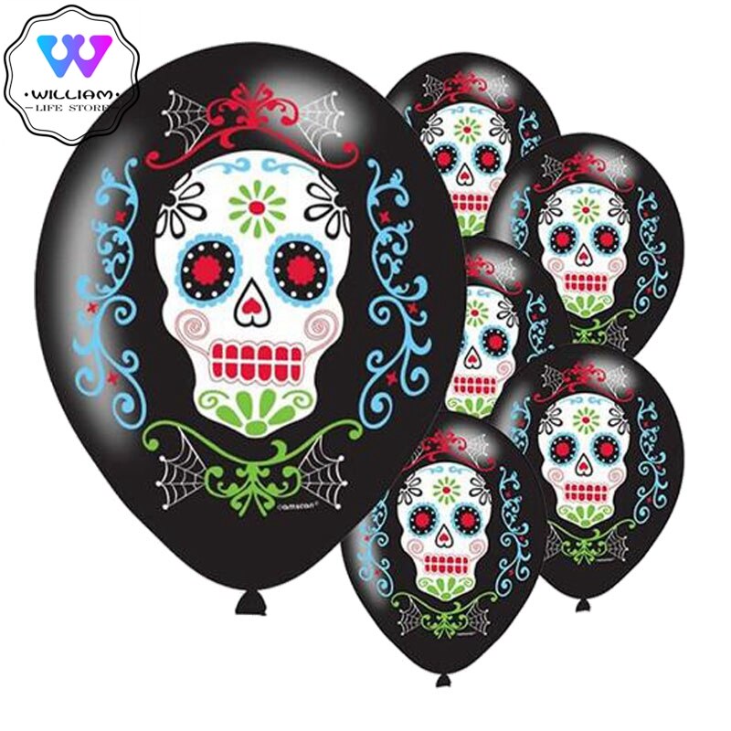 10pcs Day of The Dead Balloon Dia de los Muertos Latex Balloons