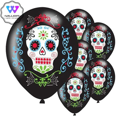 10pcs Day of The Dead Balloon Dia de los Muertos Latex Balloons