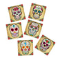 Set of 6 Floral Sugar Skull Acrylic Table Coasters Candy Skull Day of the Dead