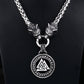 Men stainless steel necklace viking wolf head with Odin