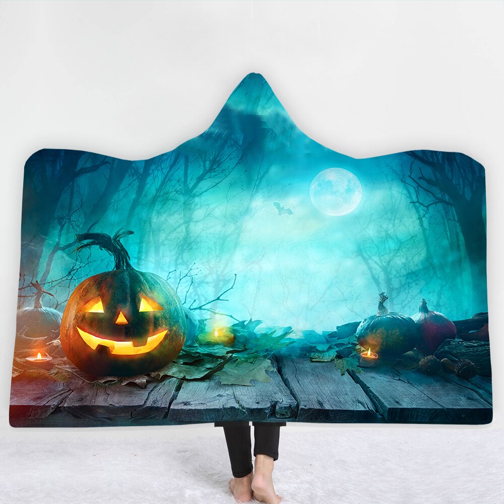 Halloween Skull Series Sherpa Fleece Hooded Blanket