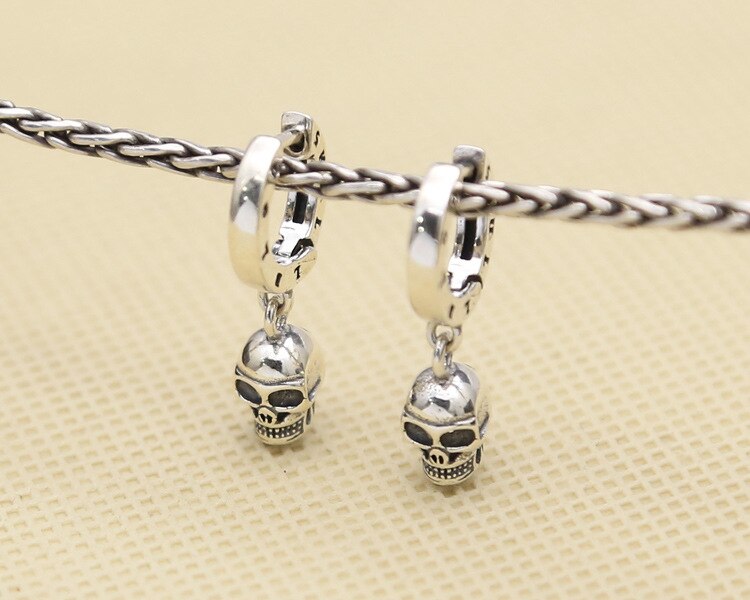 925 sterling silver jewelry punk wind earrings skull ring earrings