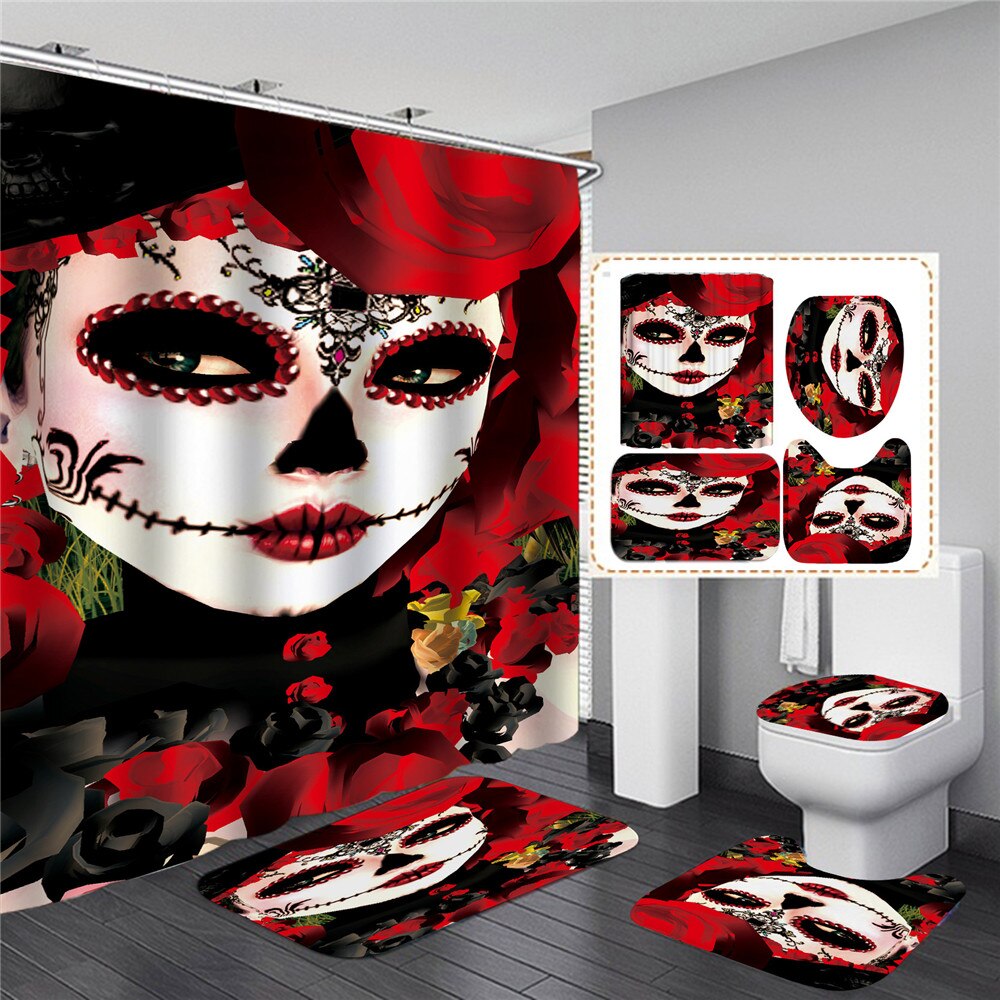 Sugar Skull Shower Curtains Bathroom Curtain Fabric Shower Curtain