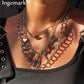 Exaggerated Hip Hop Big Chunky Lock Key Pendant Necklace