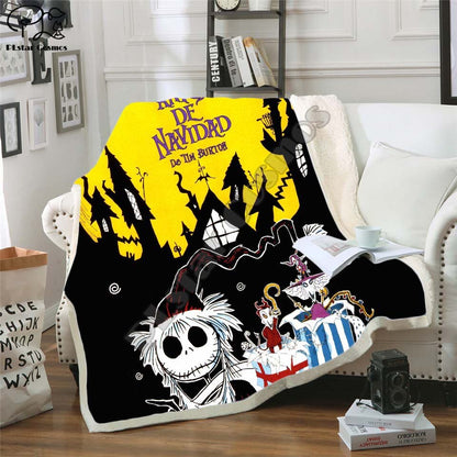 The Nightmare Before Christmas Jack Skull Sherpa Blanket  Plush