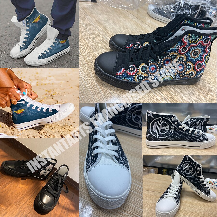 Skull with Rose Printing Flats Shoes High Top Lace Up Canvas Shoes