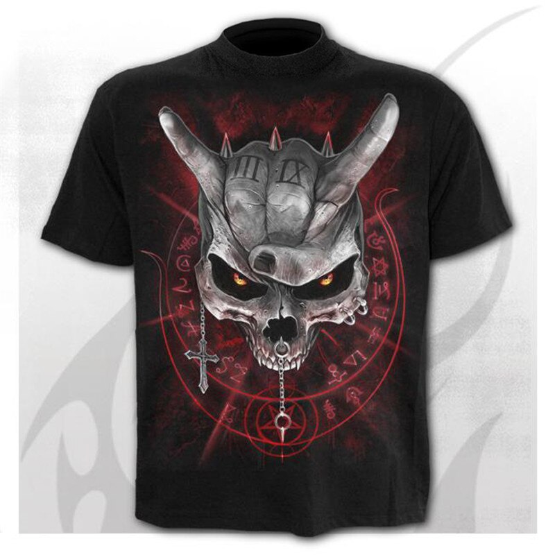 Skull t-shirt black t-shirt funny punk rock clothes 3d printing t-shirt