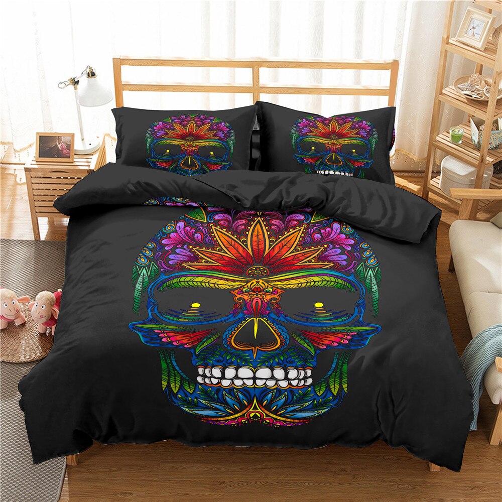 Gothic Skull  Bedding Set Twin Full Queen King Double Sizes Duvet Cover Sugar Skull