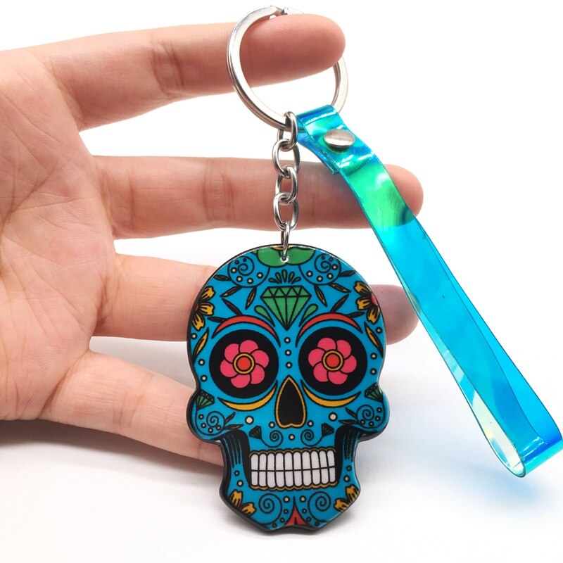 Keychain Calavera Sweet Whimsical Skull Key chain Keyring