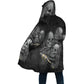 Winter Mens Cloak Fire Reaper Skull Tattoo 3D full Printing Fleece Hooded cloak Coat Unisex Casual Thick Warm Cape coat