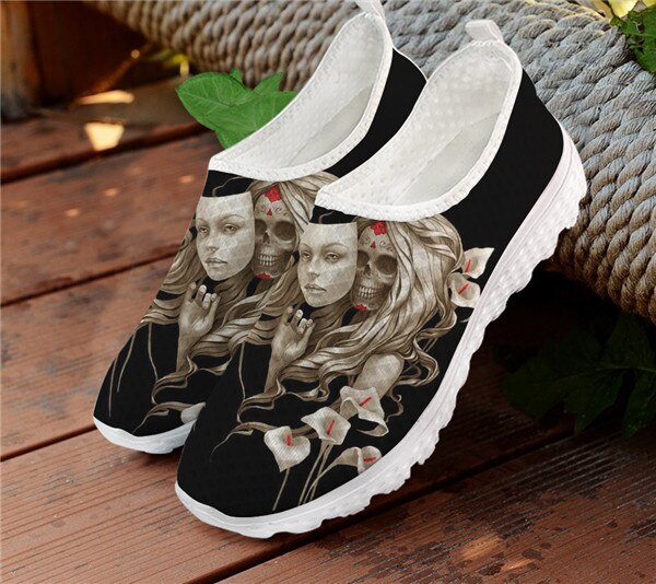 Skull Day of the Dead Black Women's Sneakers Casual Summer