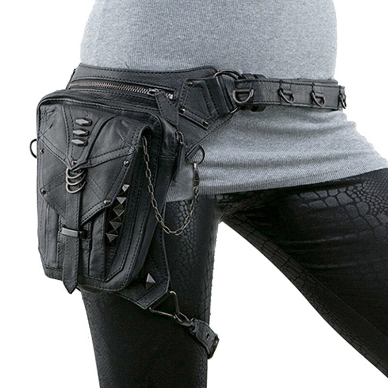 Steampunk Skull Bags Men Motorcycle Waist Belt Bag