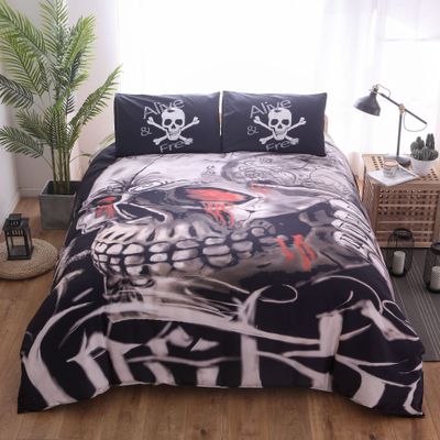 Sugar Skull Duvet Cover King Size Bedding Set 3-piece Cotton