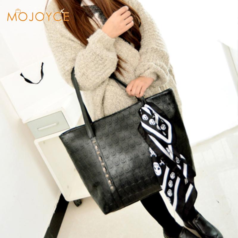 Fashion PU Leather Women Skull Bag Female Solid Punk Shoulder Bag