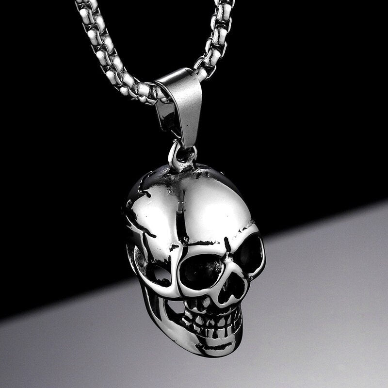 New retro skull pendant necklace men women chain necklace